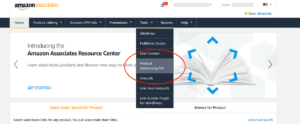 Click on product advertising API when inside your Associates control panel