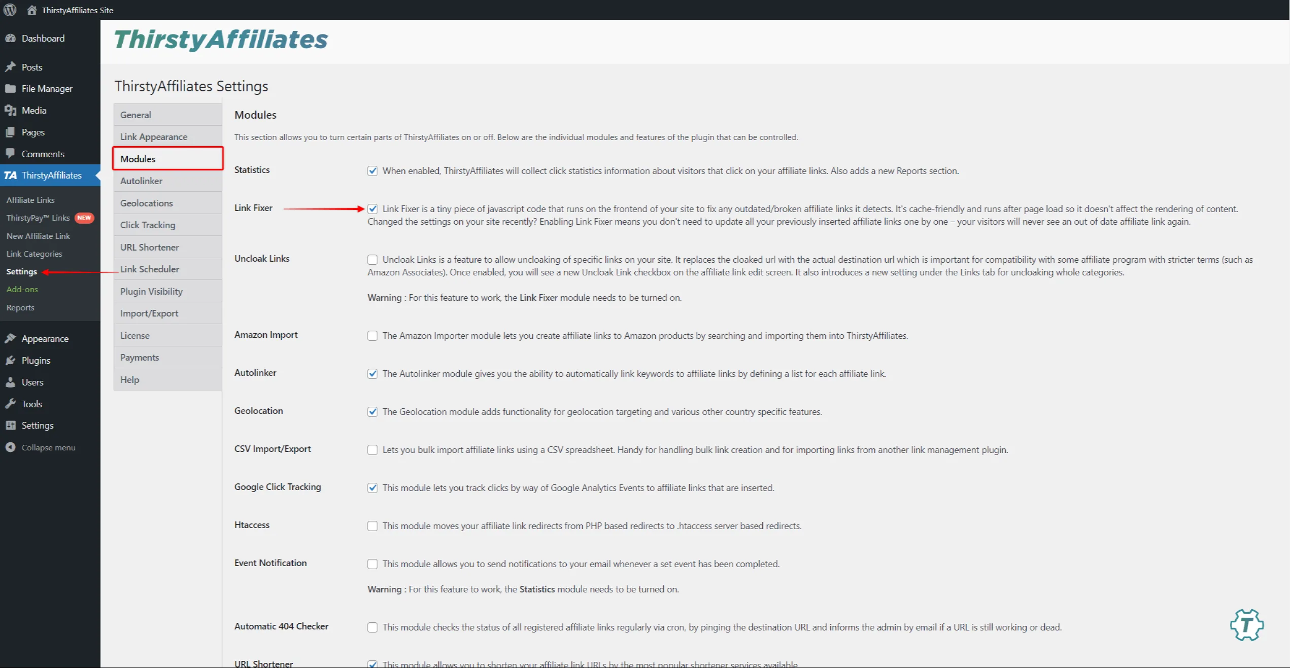Durstige Affiliates - Link Fixer