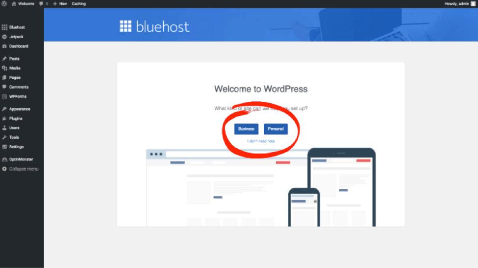 bluehost wizard