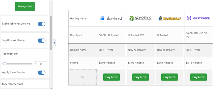 Make a responsive product comparison table