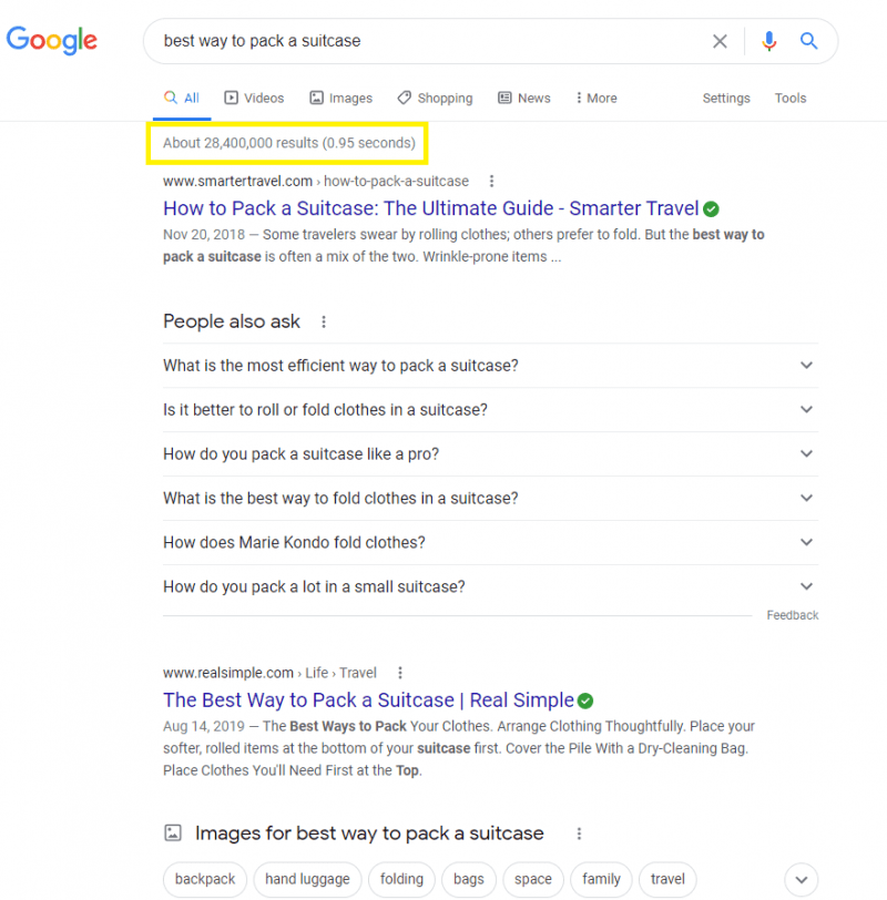 Eine Google-Suchergebnisseite mit zahlreichen Treffern.