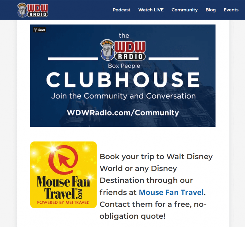 An example of a strong sales pitch by the WDW Radio podcast.