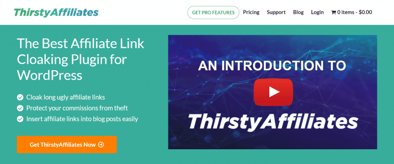 Die ThirstyAffiliates-Startseite.