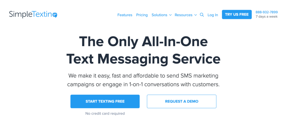 The Simple Texting website. 