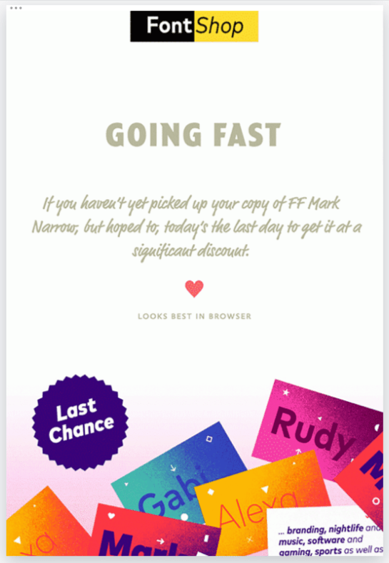 Font Shop "Last Chance" Email Marketing message