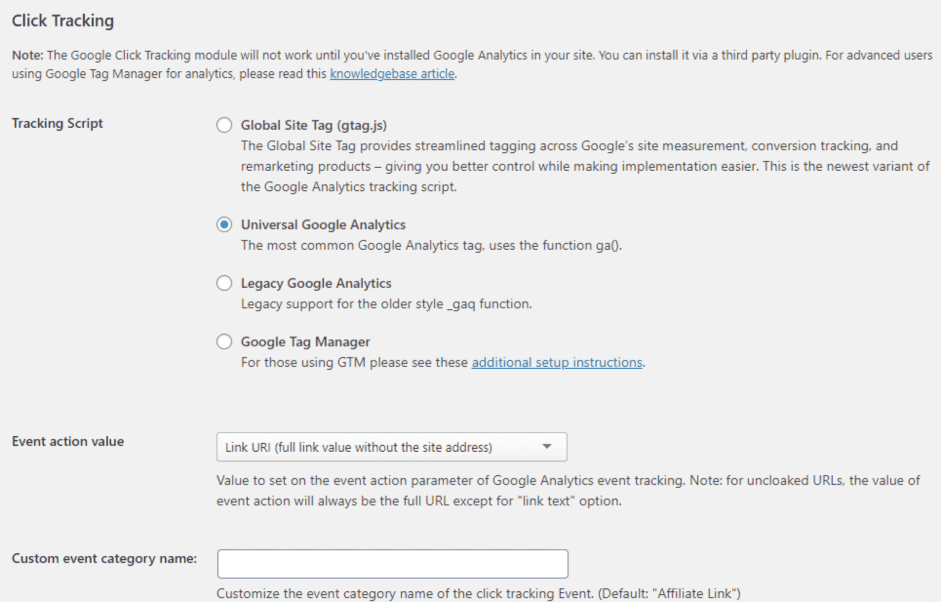 Enable ThirstyAffiliates click tracking.