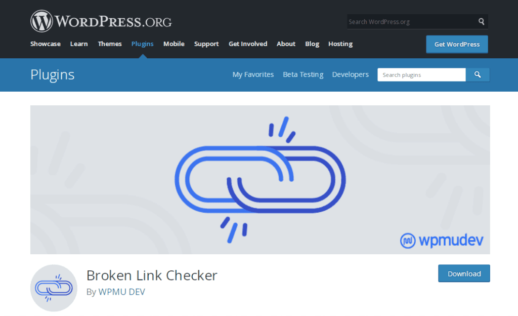 Página de download do plugin Broken Link Checker