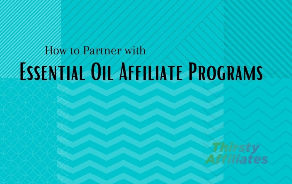 A squiggly background. Text rads "how to partner with essential oil affiliate programs".