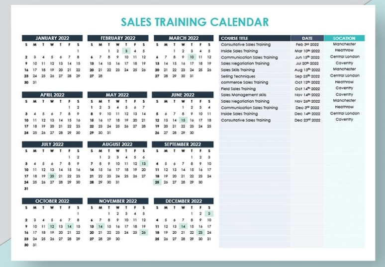 LMS sales training calendar resource
