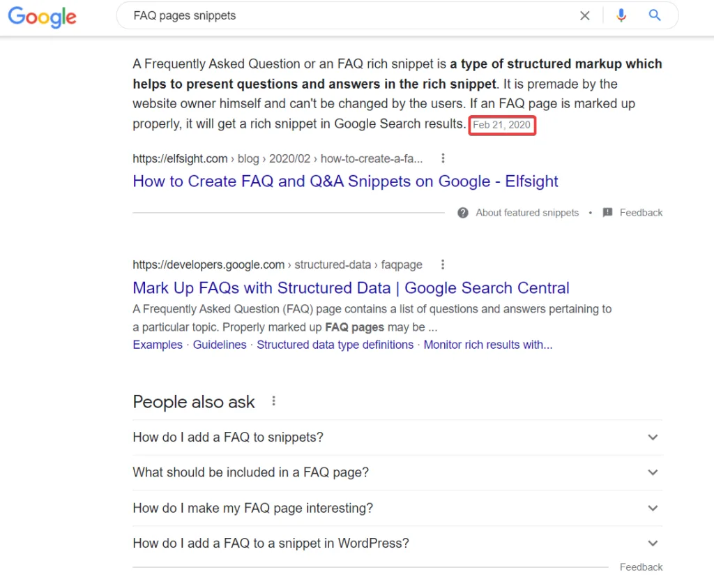 updating content for google's featured snippet