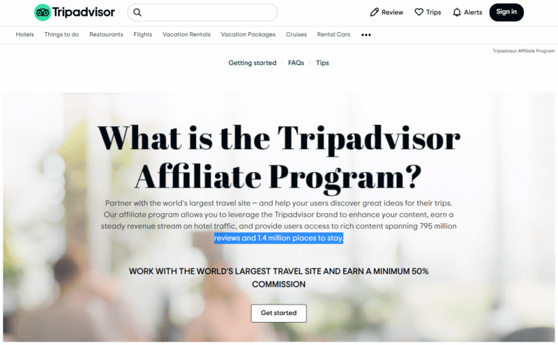 Tripadvisor affiliate marketing program