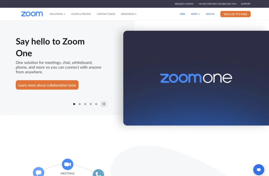 Zoom main page