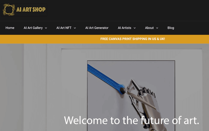 The homepage of AI Art. 