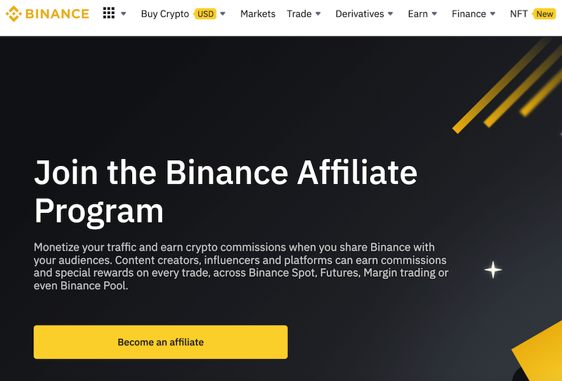The Binacle affiliate program homepage. 