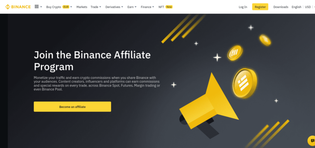 Binance, one of the top crypto affiliate programs.