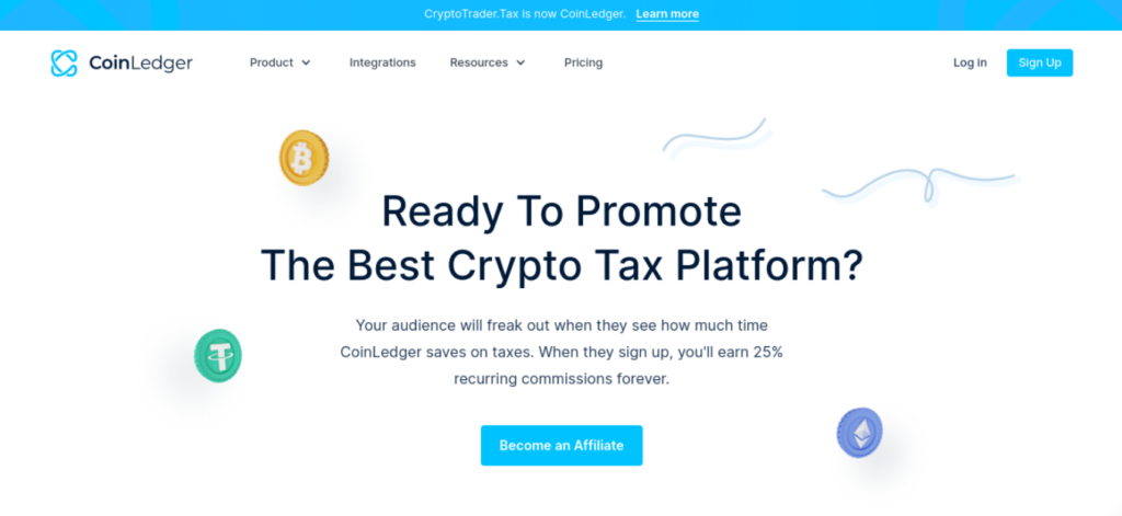 The CoinLedger crypto affiliate site. 