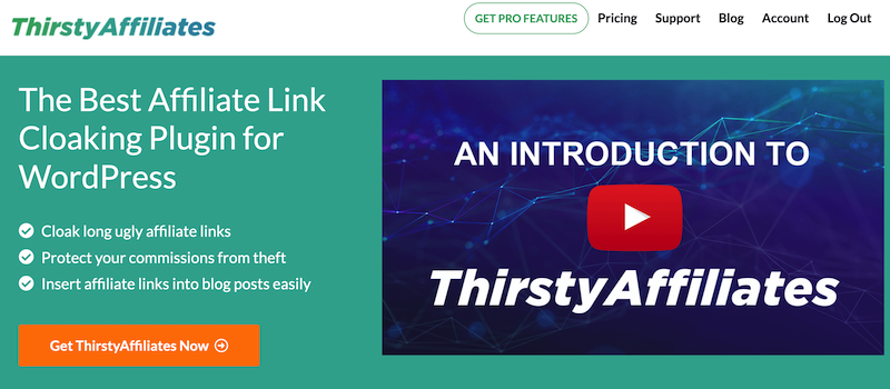 The Thirsty Affiliate homepage. 