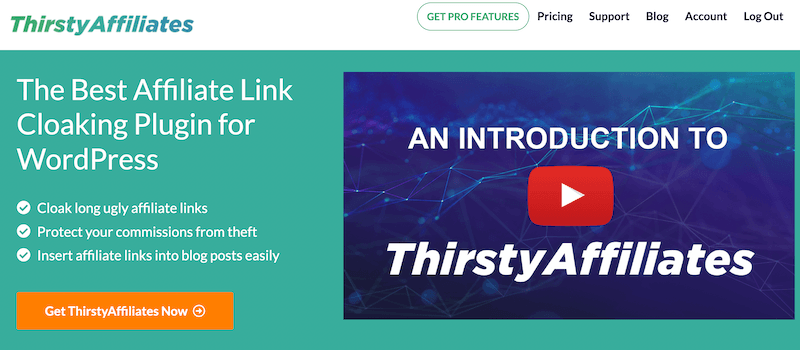 The Thirsty Affiliate homepage. 