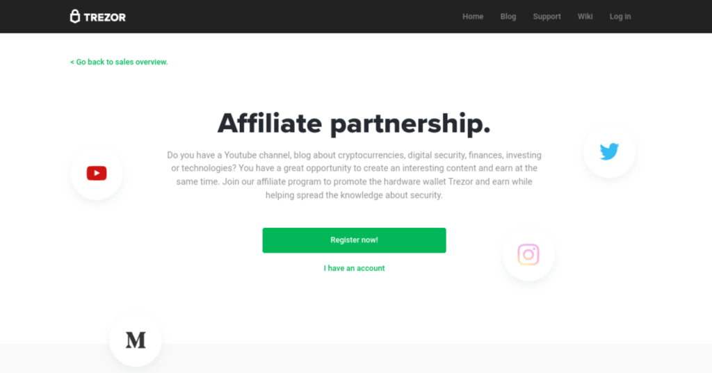 The Trezor affiliate website.