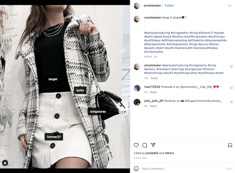 Product marketing example on Instagram