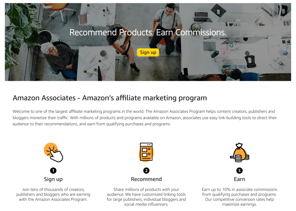 Amazon Associates homepage