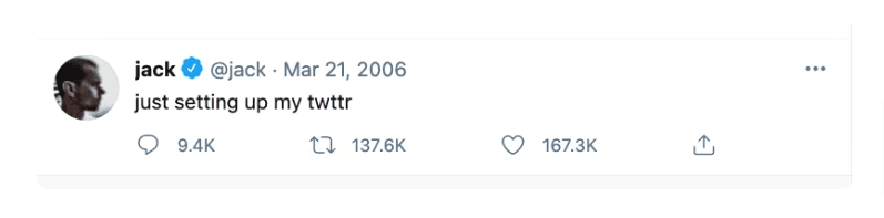 Jack Dorsey's first tweet screenshot