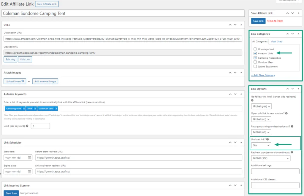 Edit-Affiliate-link-uncloak | ThirstyAffiliates Create uncloaked link category in ThirstyAffiliates