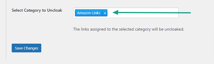 Select category to uncloak in ThirstyAffiliates