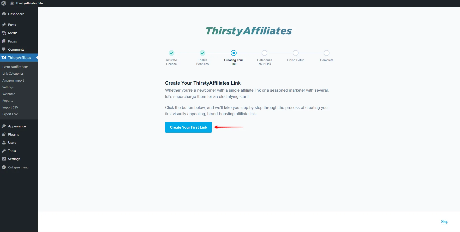 ThirstyAffiliates - Erstellen Sie Ihren ersten Link