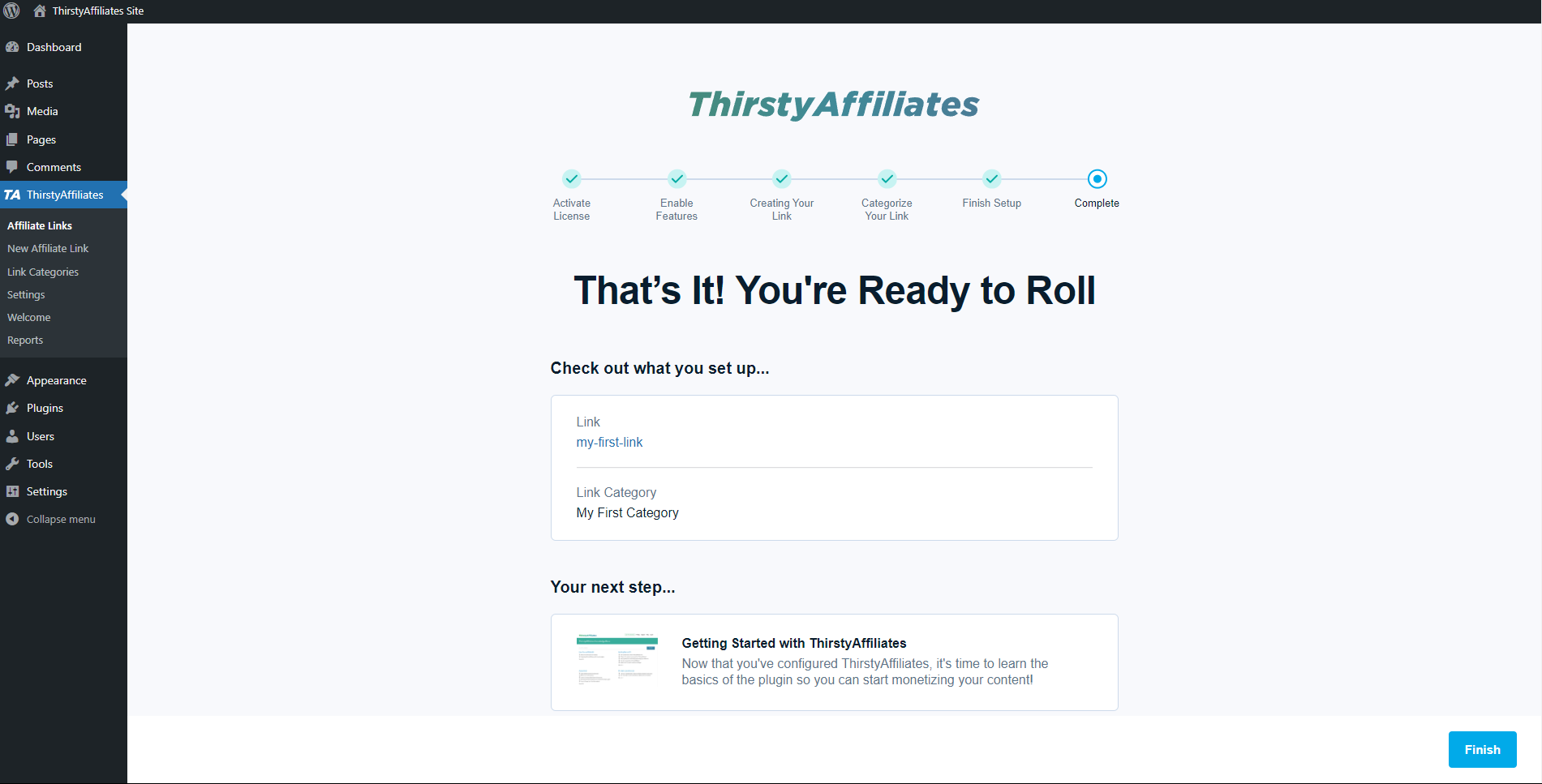 ThirstyAffiliates - Setup Completed
