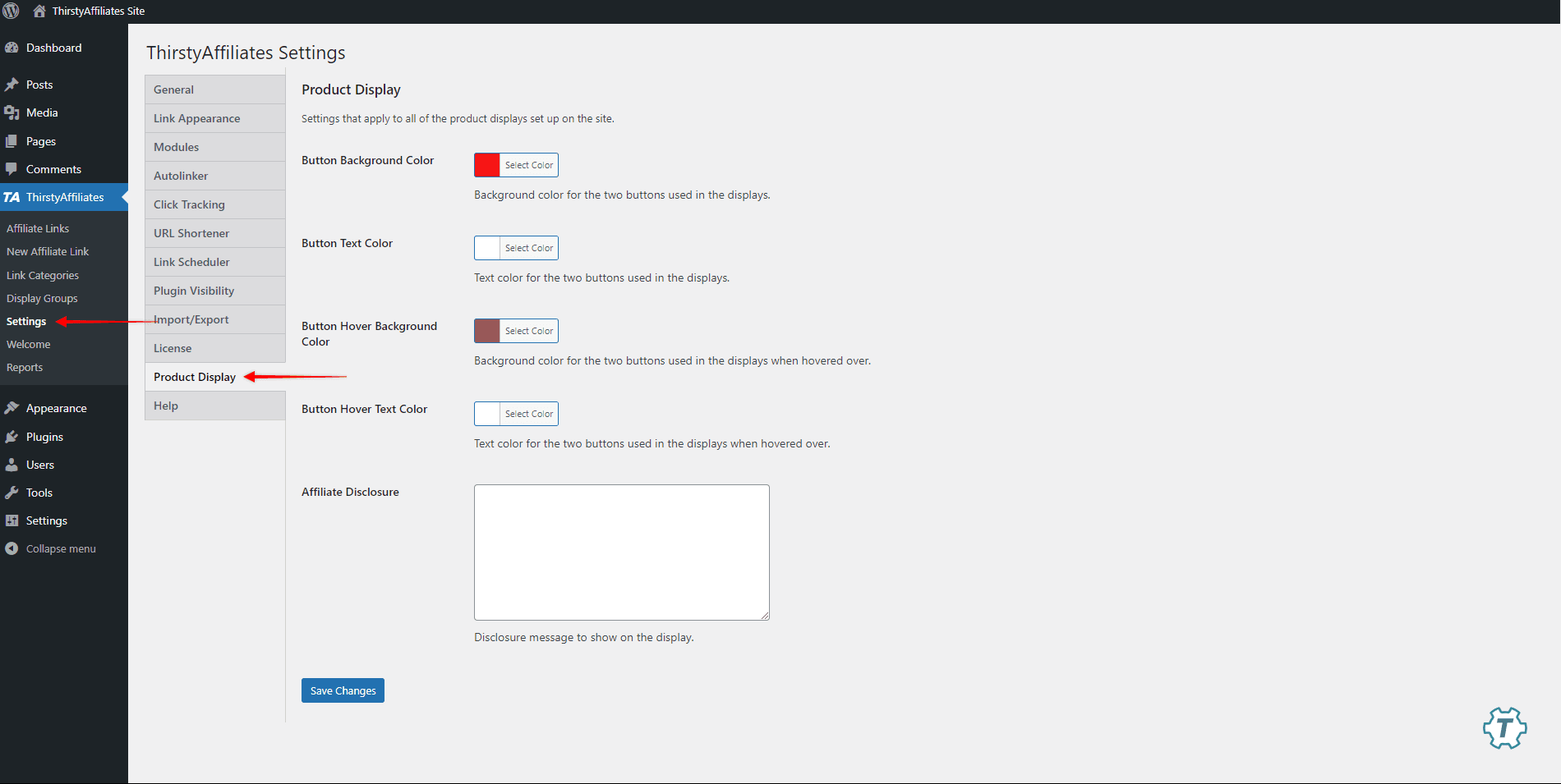 Configuration des paramètres d'affichage des produits