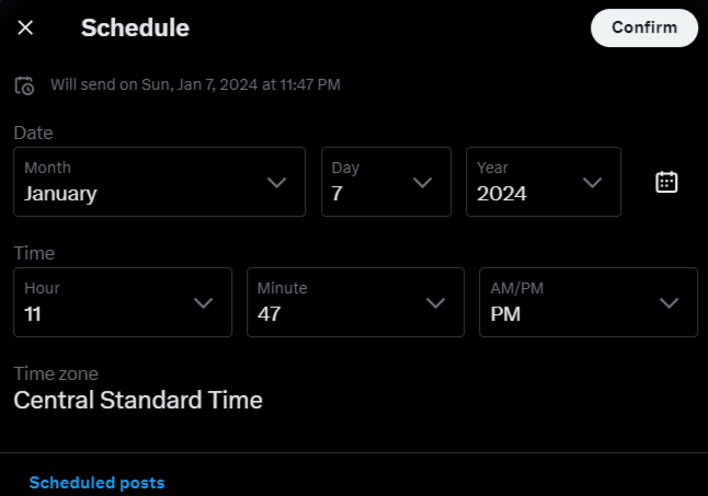 Use the X scheduler to schedule your affiliate posts 