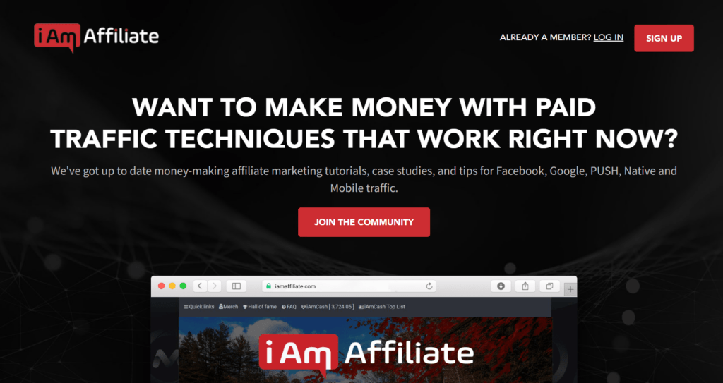  the iAMAFFILIATE affiliate marketing forum homescreen 